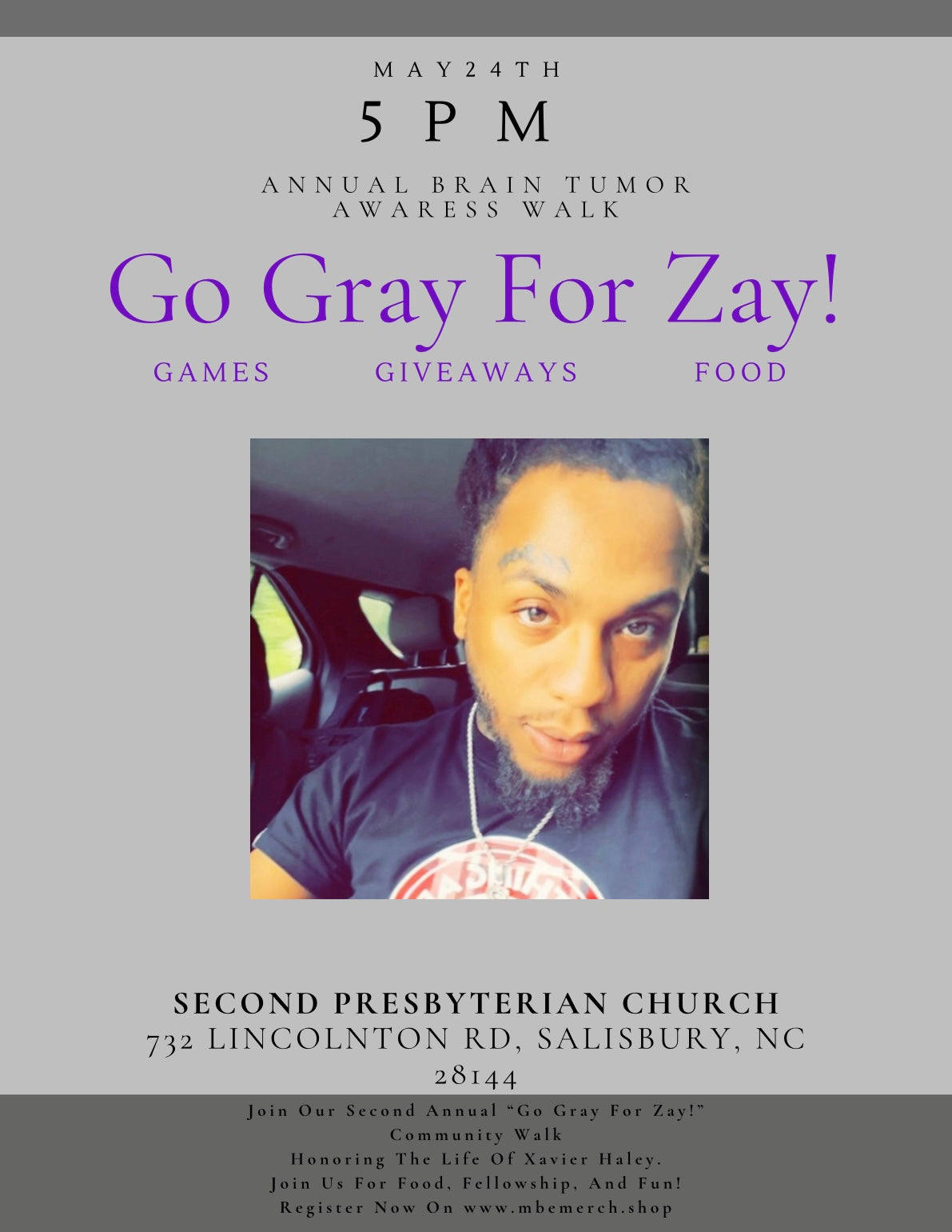 Go Gray For Zay! BTA Walk (KIDS TICKET AGE 6+)